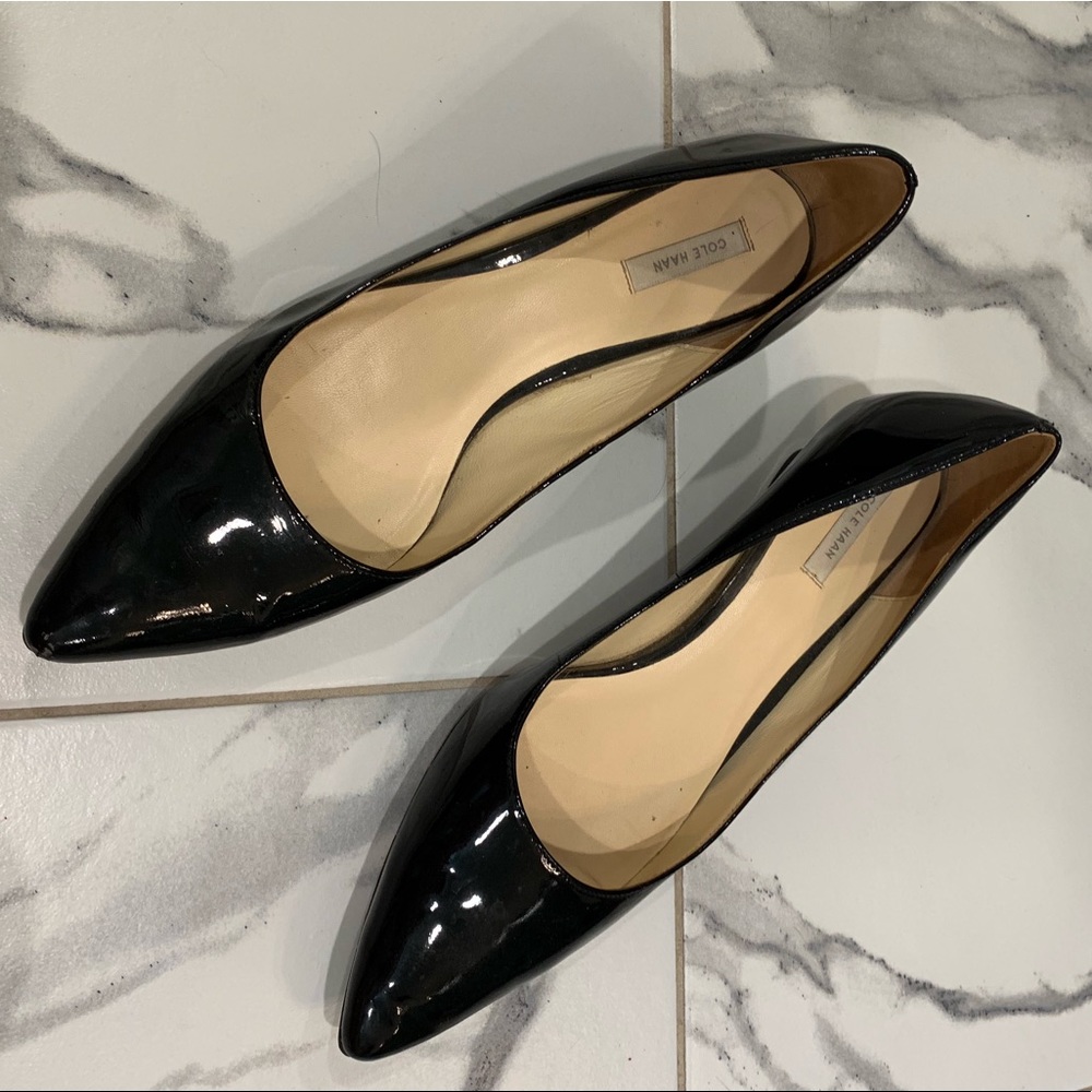 Cole Haan size 10 black patent leather wedges